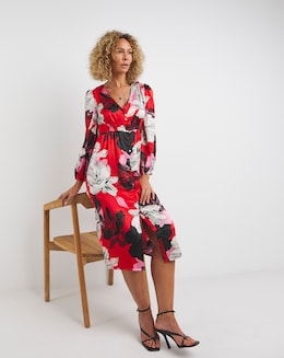 Button Front Matte Satin Tea Dress