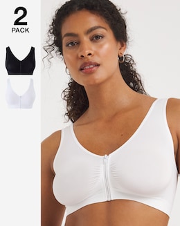 Naturally Close (2 Pack) Zip Front Fastening Comfort Tops (Fits Up To D)