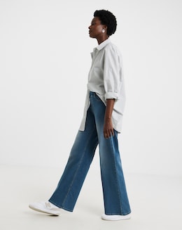 Mid Blue Stretch Wide Leg Jeggings