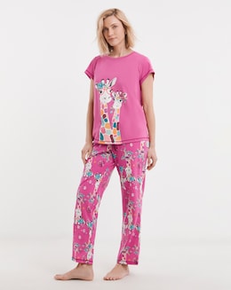 Joe Browns Jersey Pyjamas In A Bag Giraffe Print