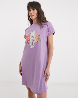Joe Browns Placement Leopard Print Nightie Lilac