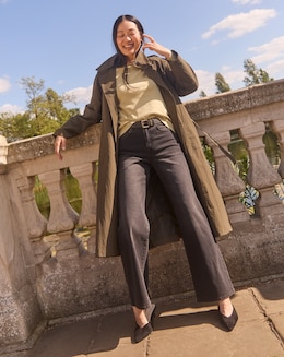 Washed Black Authentic Wide Leg Jeans