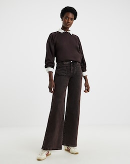 Chocolate Pocket Front Wide Leg Jean