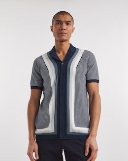 Navy Pattern Knitted Polo