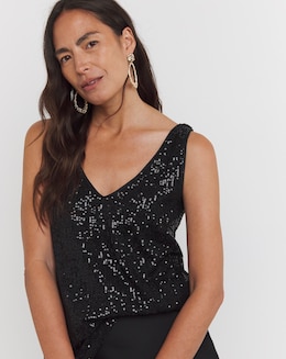 Black Sequin Vest