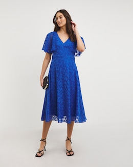 Joanna Hope Cobalt Animal Burnout Midi Dress