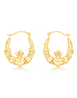 9ct Gold Claddagh Creole Earrings