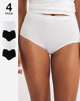 Slimma (4 Pack) Cotton Full Knickers Black/White