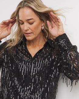 Joanna Hope Sequin Tassle Shirt