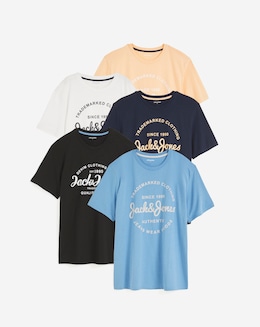 Jack &amp; Jones Forest 5 Pack Crew Neck T-Shirts