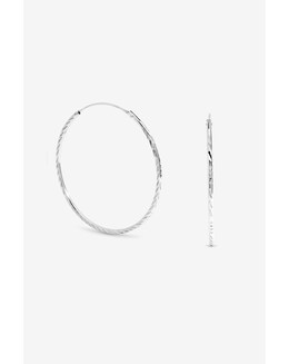 Simply Silver Sterling Silver 925 Polished Diamond Cut Sleeper Hoop Earrings