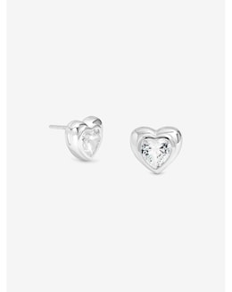 Simply Silver Sterling Silver 925 Cubic Zirconia Centre Heart Stud Earrings