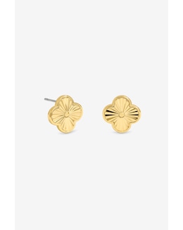 Jon Richard 14K Gold Plated Diamond Cut Clover Earrings