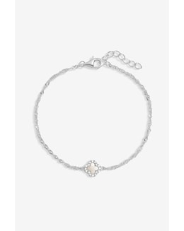 Simply Silver Sterling Silver 925 Mother of Pearl Clover Bracelet