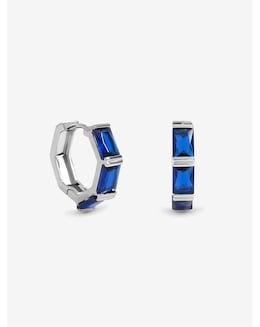 Jon Richard Silver Plated and Sapphire Hoop Earrings