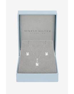 Simply Silver Sterling Silver 925 Cubic Zirconia Cushion Set