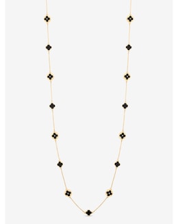 Mood Gold &amp; Jet Long Clover Necklace