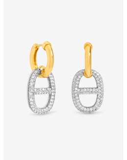 Jon Richard 18K Gold Plated and Crystal Link Drop Earrings
