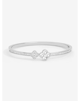 Jon Richard Rhodium Plated and Pave Clover Bangle