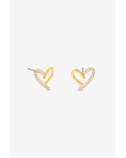 Jon Richard 14K Gold Plated Crystal and Polished Heart Studs