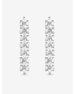 Jon Richard Rhodium Plated and Cubic Zirconia Navette Drop Earring