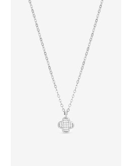 Jon Richard Rhodium Plated Micro Pave Clover Pendant