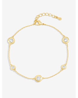 Jon Richard 14K Gold Plated and Cubic Zirconia Besel Station Bracelet