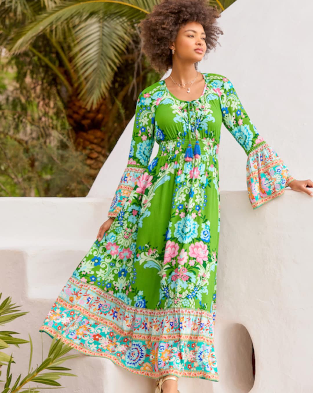 white christmas dresses Women's Bohemian Beach Long Dress Spring Summer Casual V-Neck main image 1