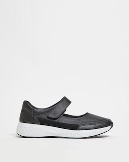 Juniper Leather Touch and Close Bar Shoe - Wide Fit (E)
