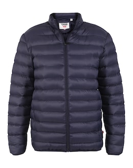 D555 Big &amp; Tall Rowland Puffer Jacket with Sleeve Patch - Navy