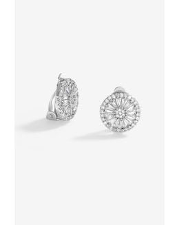 Jon Richard Rhodium Plated Cubic Zirconia Baguette Stud Clip Earrings