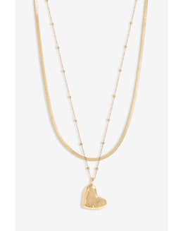 Jon Richard Gold Plated Double Row Molten Heart Necklace