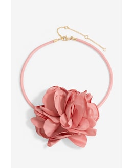 Mood Gold Pink Flower Corsage Necklace