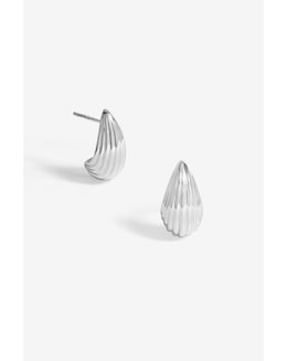 Simply Silver Sterling Silver 925 Polished Ridged Dome Hoop Earrings