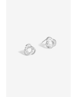 Simply Silver Sterling Silver 925 Polished Cubic Zirconia Woven knot Studs