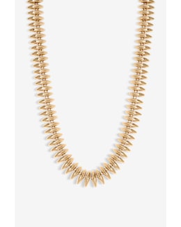 Inicio Gold Plated Polished Ridged Allway Necklace - Gift Pouch