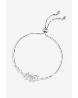 Jon Richard Rhodium Plated Cubic Zirconia Floral Toggle Bracelet