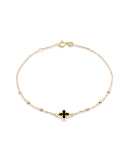 9ct Yellow Gold Onyx Petal Bracelet