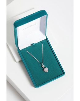 Jon Richard Rhodium Plated Cubic Zirconia Micro Pave Heart Pendant - Gift Boxed