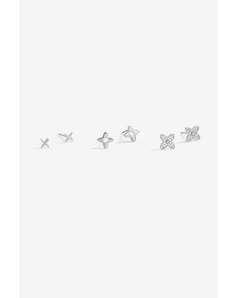 Jon Richard Silver Plated Clover Earrings - Pack Of 3