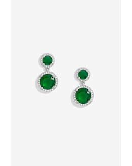 Jon Richard Gold Plated And Emerald Double Halo Earrings