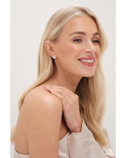 Jon Richard Rhodium Plated Cubic Zirconia Heart Stud Earrings - Gift Boxed