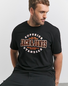 Jack &amp; Jones Short Sleeve Logo T-Shirt - Black