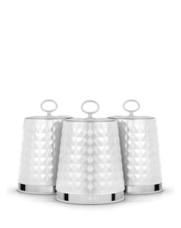 Tower Solitaire Set of 3 Canisters White