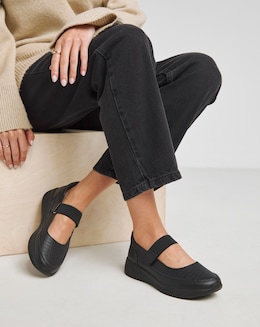 Heavenly Soles Gwen Touch and Close Bar Trainer - Extra Wide Fit (EEE)