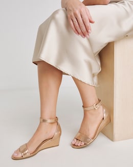 Rio Low Wedge Barely There Sandals - Wide Fit (E)