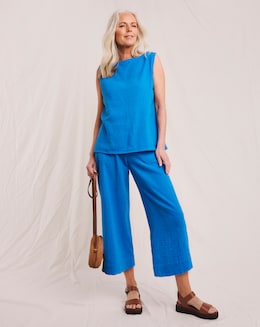 Julipa Pure Cotton Textured Button Back Top