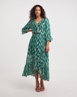 Joanna Hope Foil Print Ruffle Dress