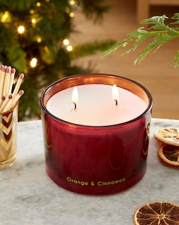 Orange &amp; Cinnamon Glass Candle