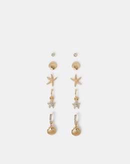Accessorize 5-Pack Beach Earrings Gold
